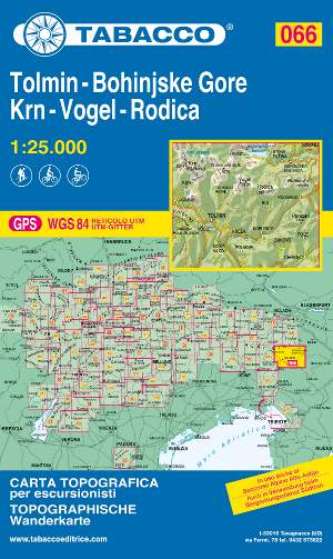 Wandelkaart 066 Tolmin – Boinjske Gore – Krn – Vogel – Rodica | Tabacco Editrice