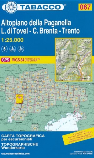 Wandelkaart 067 Altopiano della Paganella – C. Brenta – L. di Tovel – Trento | Tabacco Editrice